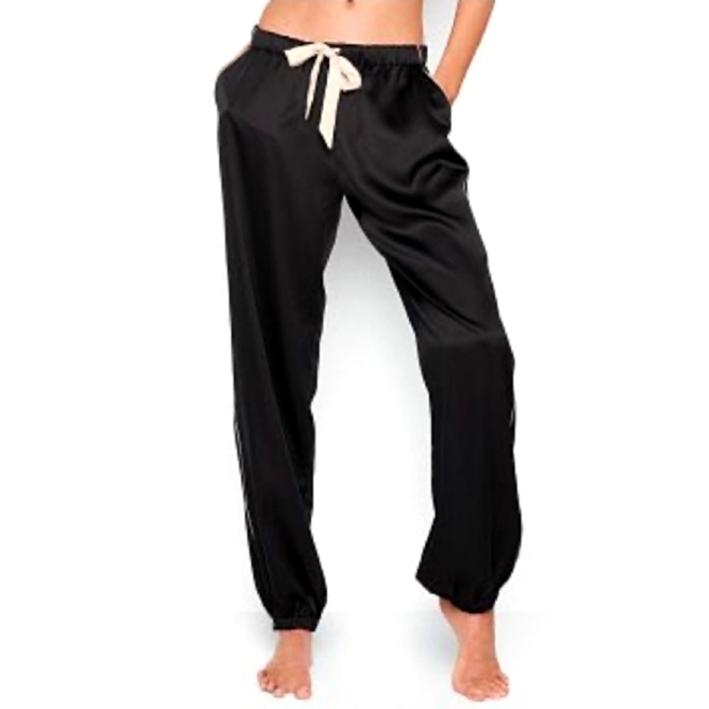 Victoria’s Secret Black Satin Jogger Pajama Pants PJs